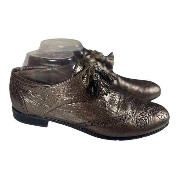 Brighton Shoes - Brighton Women’s Eden Metallic Leather Lace Oxfords Size-8.5m Made in Brazil